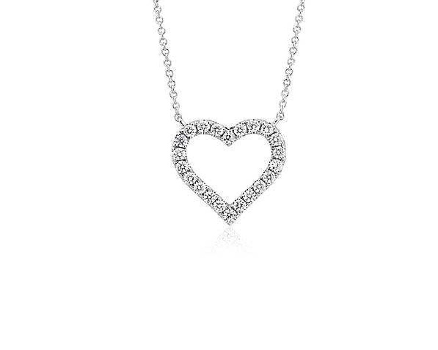 Necklaces | Blue Nile Diamond Heart Necklace In 14K White Gold (1/2 Ct. Tw.)