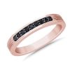 Men'S Rings | Blue Nile Men'S Black Diamond Pav Wedding Ring With Black Rhodium In 14K Rose Gold (1/5 Ct. Tw.)