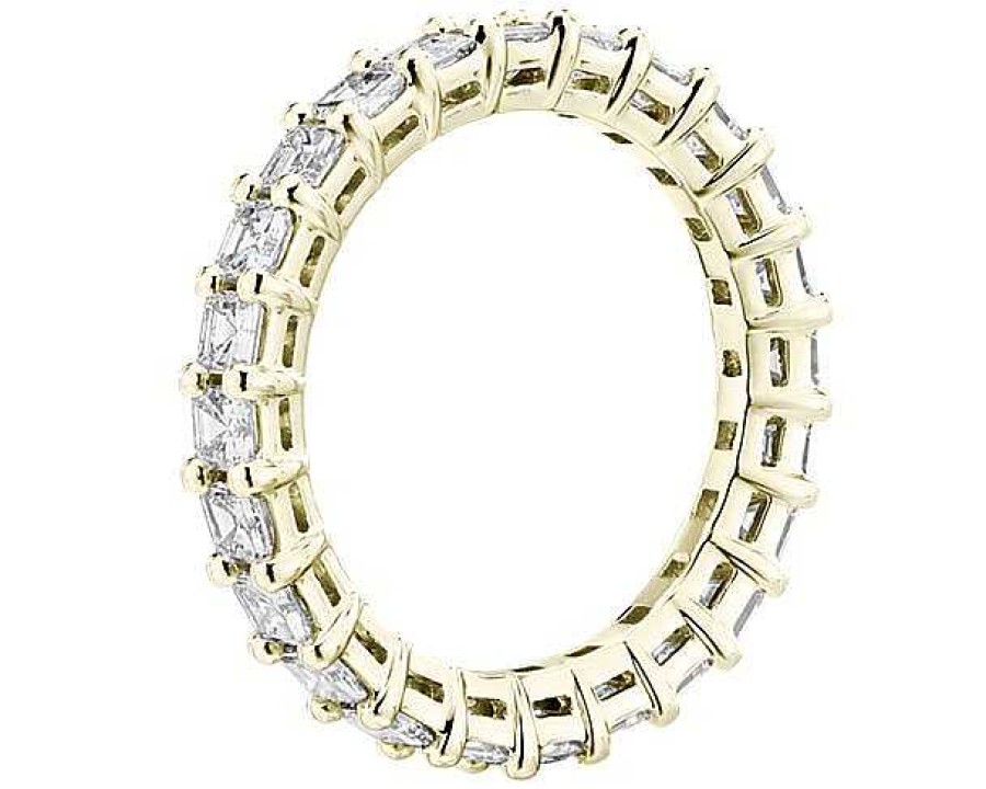 Women'S Rings | Blue Nile Lab Grown Diamond Asscher Cut Eternity Ring In 14K Yellow Gold (2 Ct. Tw.)