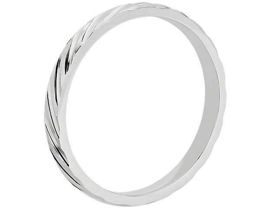 Women'S Rings | Blue Nile Angled Stripe Stackable Ring In 18K White Gold (2Mm)