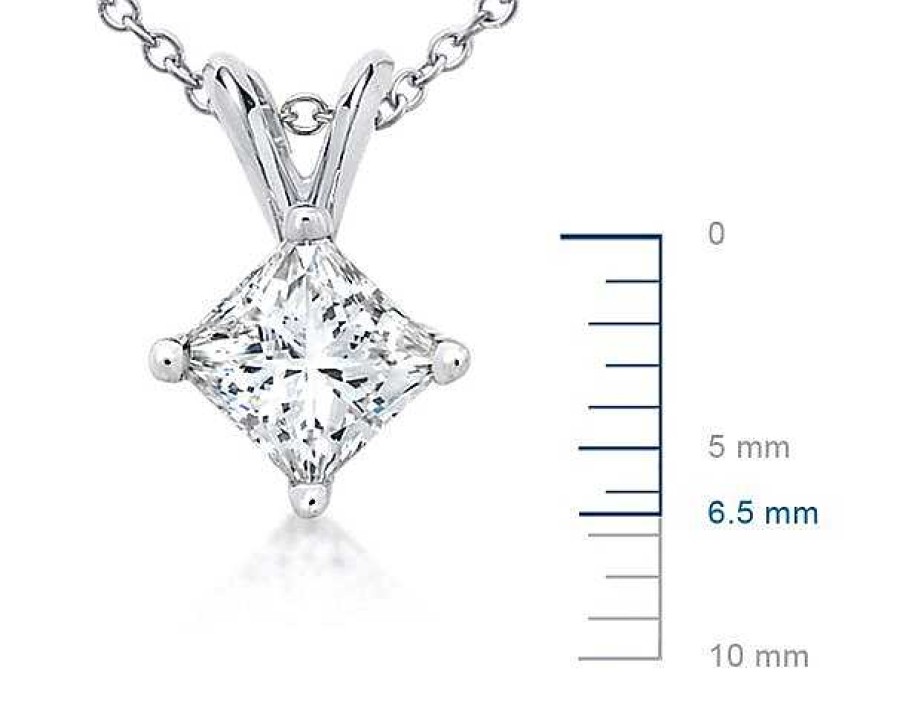 Necklaces | Blue Nile Princess Cut Diamond Solitaire Pendant In Platinum (1 Ct. Tw.)