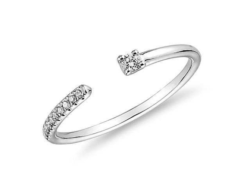 Rings | Blue Nile Ultra Mini Diamond Pav Open Stackable Fashion Ring In 14K White Gold