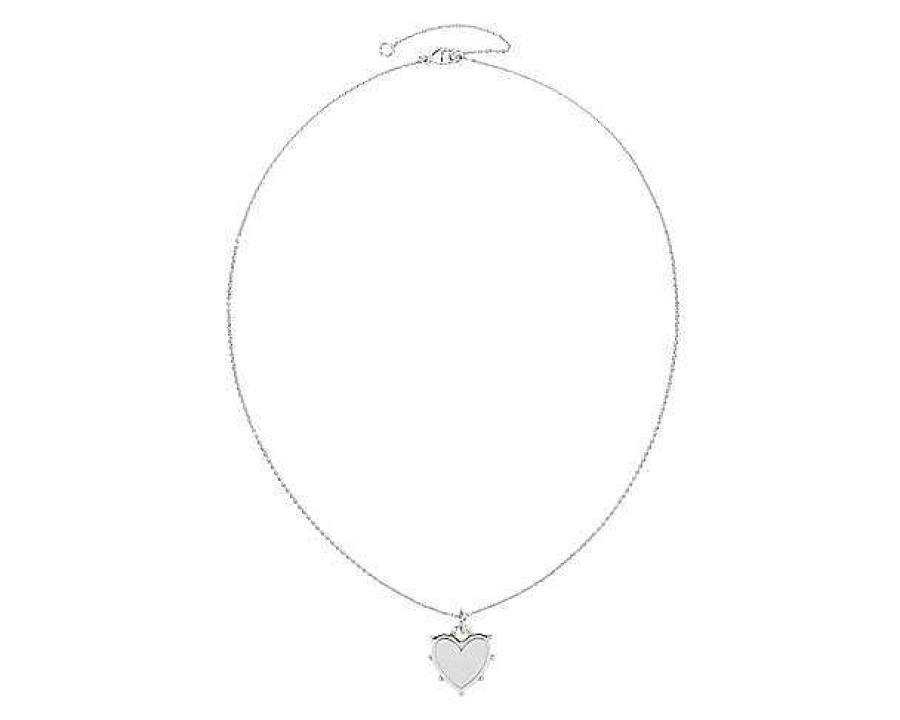 Necklaces | Blue Nile Two-Tone Heart Charm Necklace In Sterling Silver And 18K Yellow Gold (1.4 Mm)