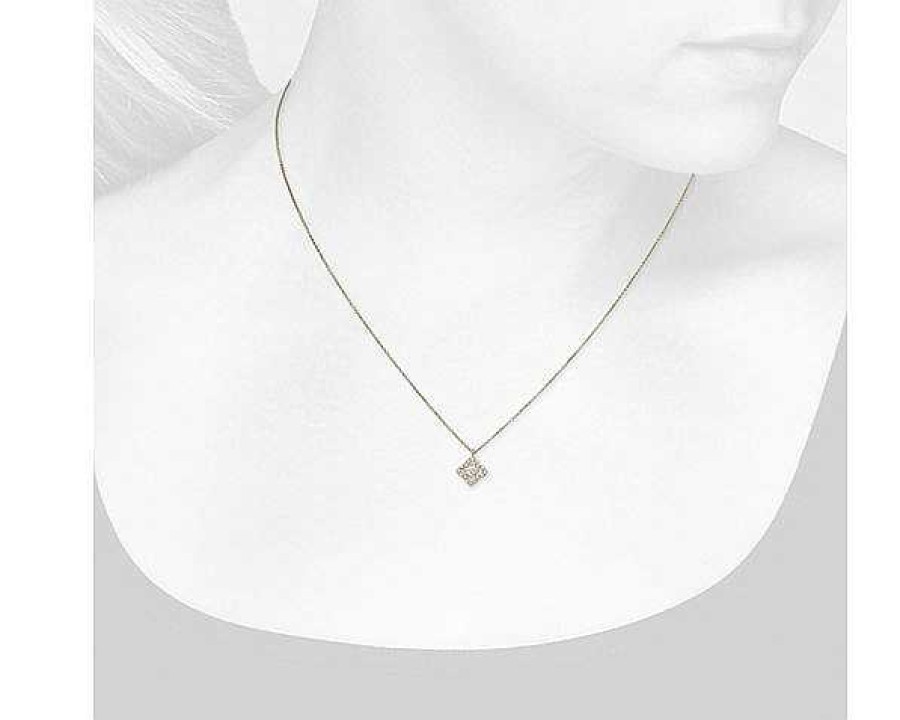 Necklaces | Blue Nile Petite Diamond Floral Pendant In 14K Yellow Gold (1/6 Ct. Tw.)