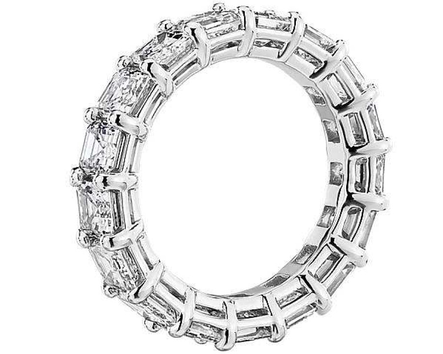 Women'S Rings | Blue Nile Asscher Cut Diamond Eternity Ring In 14K White Gold (5 Ct. Tw.)