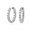 Earrings | Blue Nile Diamond Emerald Hoop Earrings In 14K White Gold (3 Ct. Tw.)