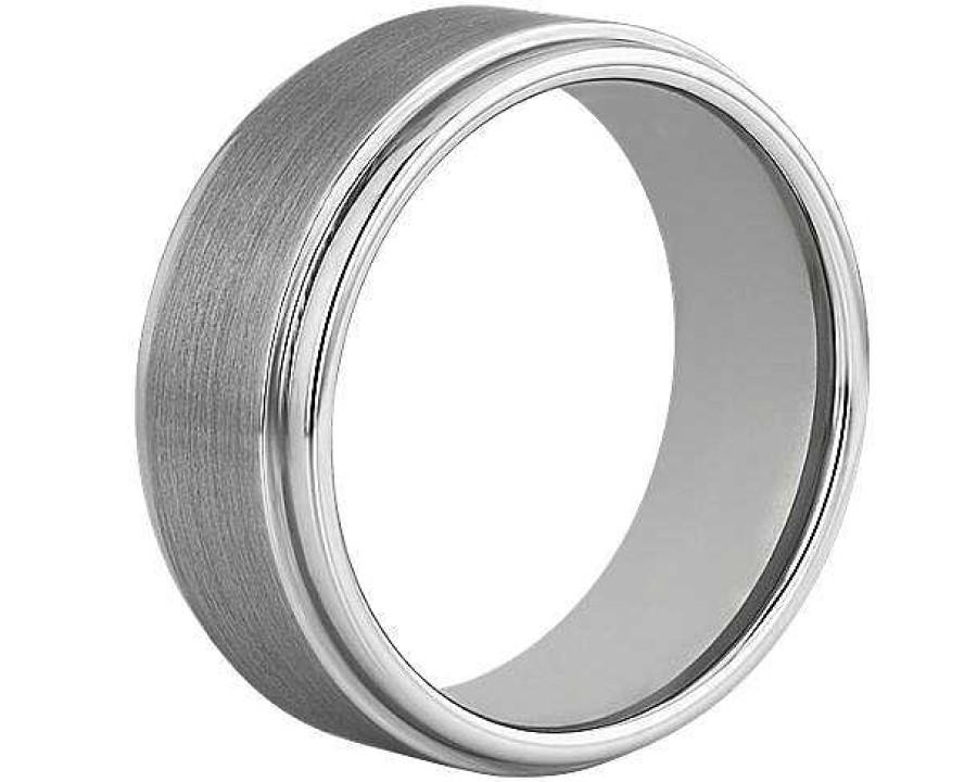 Men'S Rings | Blue Nile Brushed And Polished Comfort Fit Wedding Ring In White Tungsten Carbide (9Mm)