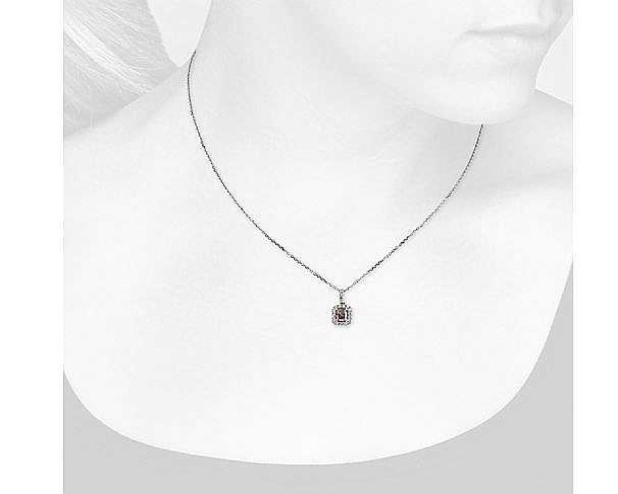 Necklaces | Blue Nile Fancy Dark Pinkish Brown Cushion-Cut Diamond Halo Pendant In 18K Rose And White Gold (3/4 Ct. Tw.)