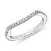 Women'S Rings | Blue Nile Curved Twist Halo Diamond Wedding Ring In 14K White Gold (1/8 Ct. Tw.)