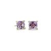 Earrings | Blue Nile Cushion Cut Rose De France And Diamond Accent Earrings In 14K Yellow Gold (7Mm)