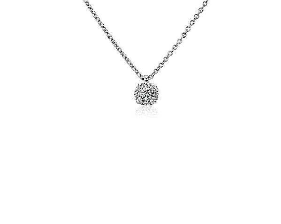 Earrings | Blue Nile Diamond Halo Stud And Pendant Set In 14K White Gold (1/2 Ct. Tw.)