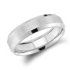 Men'S Rings | Blue Nile Beveled Edge Matte Wedding Ring In 14K White Gold (6Mm)