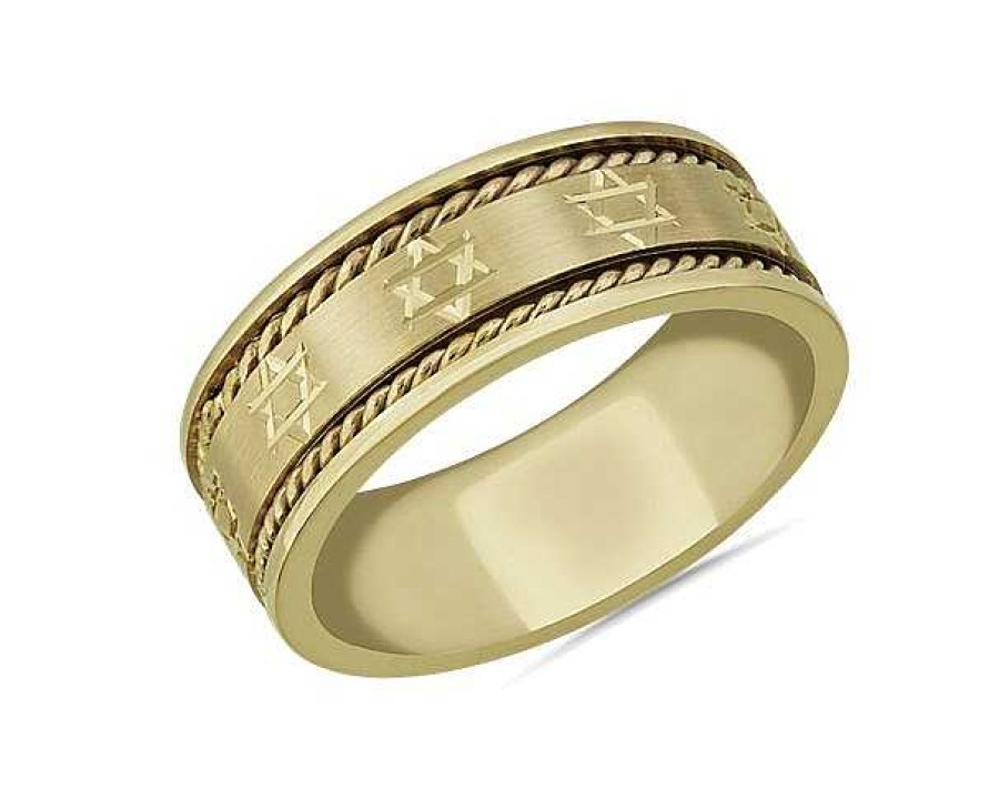 Men'S Rings | Blue Nile Star Of David Wedding Ring In 18K Yellow Gold (8Mm)