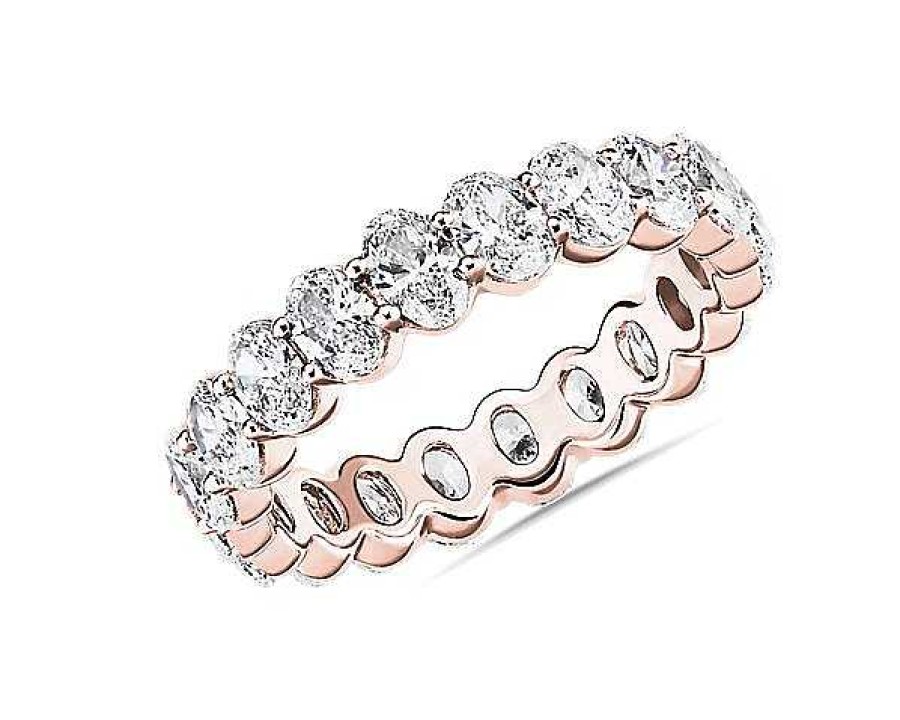 Women'S Rings | Blue Nile Oval Cut Diamond Eternity Ring In 14K Rose Gold (4 Ct. Tw.)