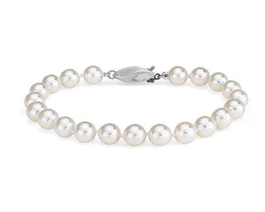 Bracelets | Blue Nile 6.5" Classic Akoya Cultured Pearl Bracelet In 18K White Gold (6.5-7.0Mm)