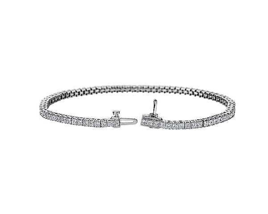 Bracelets | Blue Nile Lab Grown Diamond Princess-Cut Tennis Bracelet In 14K White Gold (5 Ct. Tw.)