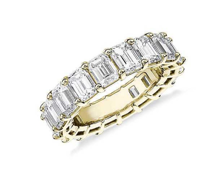 Women'S Rings | Blue Nile Lab Grown Diamond Emerald Cut Eternity Ring In 14K Yellow Gold (7 Ct. Tw.)