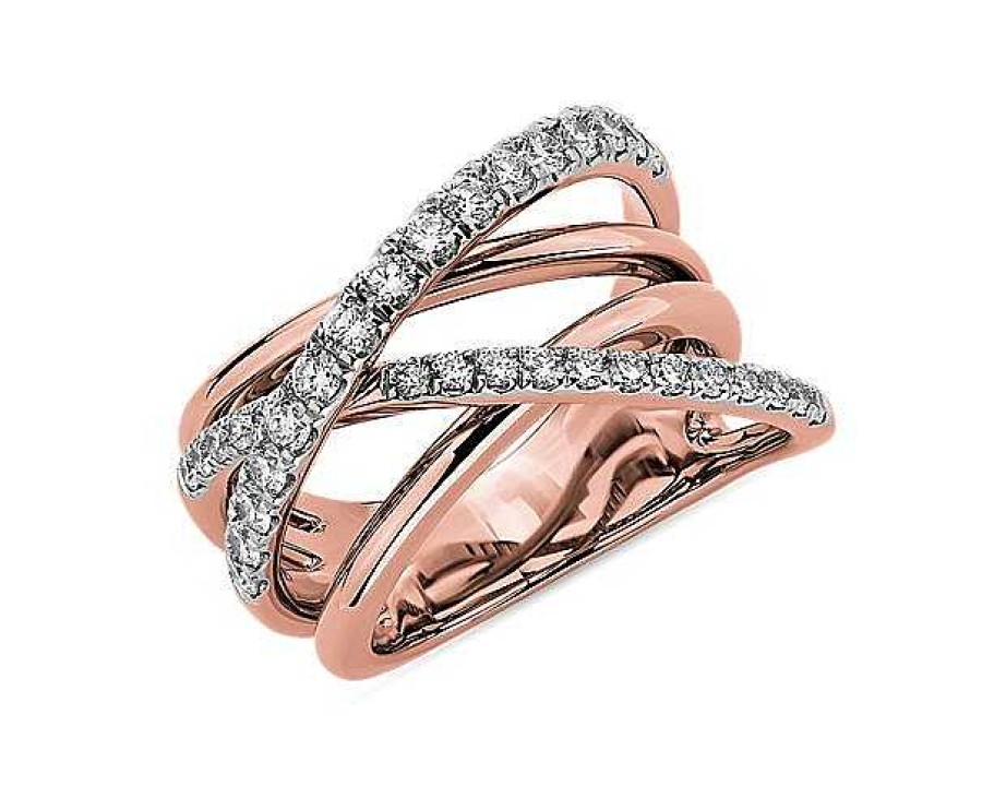 Rings | Blue Nile Diamond Crisscross Fashion Ring In 14K Rose Gold (1 Ct. Tw.)