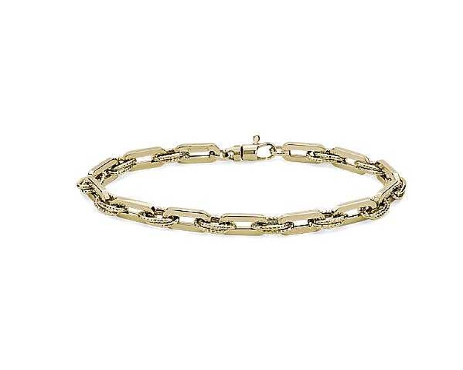 Bracelets | Blue Nile 7.5" Small Twisted And High Polished Mixed Links Bracelet In 14K Italian Yellow Gold (5.5 Mm)