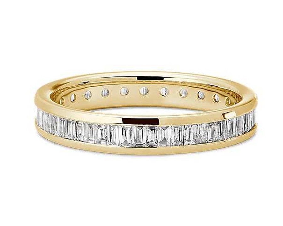 Women'S Rings | Blue Nile Channel Set Baguette Cut Diamond Eternity Ring In 18K Yellow Gold (1 Ct. Tw.)