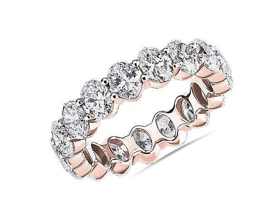 Women'S Rings | Blue Nile Oval Cut Diamond Eternity Ring In 14K Rose Gold (3 Ct. Tw.)