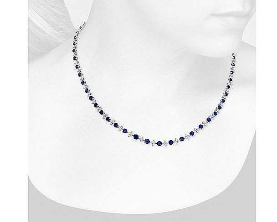 Necklaces | Blue Nile Sapphire & Diamond Graduated Eternity Necklace In 18K White Gold (2.4Mm)