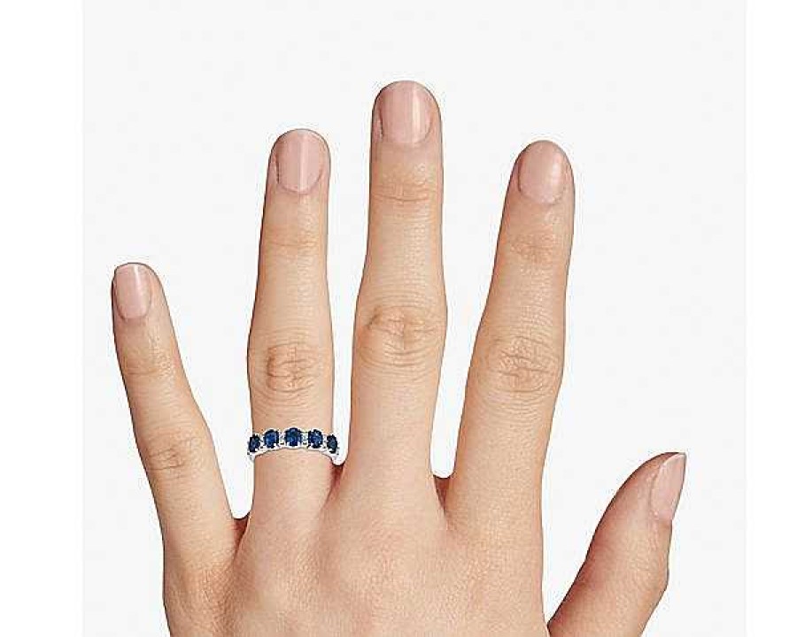 Rings | Blue Nile Sapphire And Diamond Five-Stone Ring In 14K White Gold