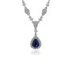 Necklaces | Blue Nile Pear Shape Sapphire And Round Diamond Necklace In 14K White Gold (7X5 Mm)