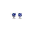 Earrings | Blue Nile Cushion Cut Tanzanite And Diamond Earrings In 14K White Gold (5 Mm)