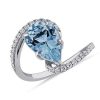 Rings | Blue Nile Pear Shaped Aquamarine And Diamond Twist Band In 14K White Gold (12X8Mm)