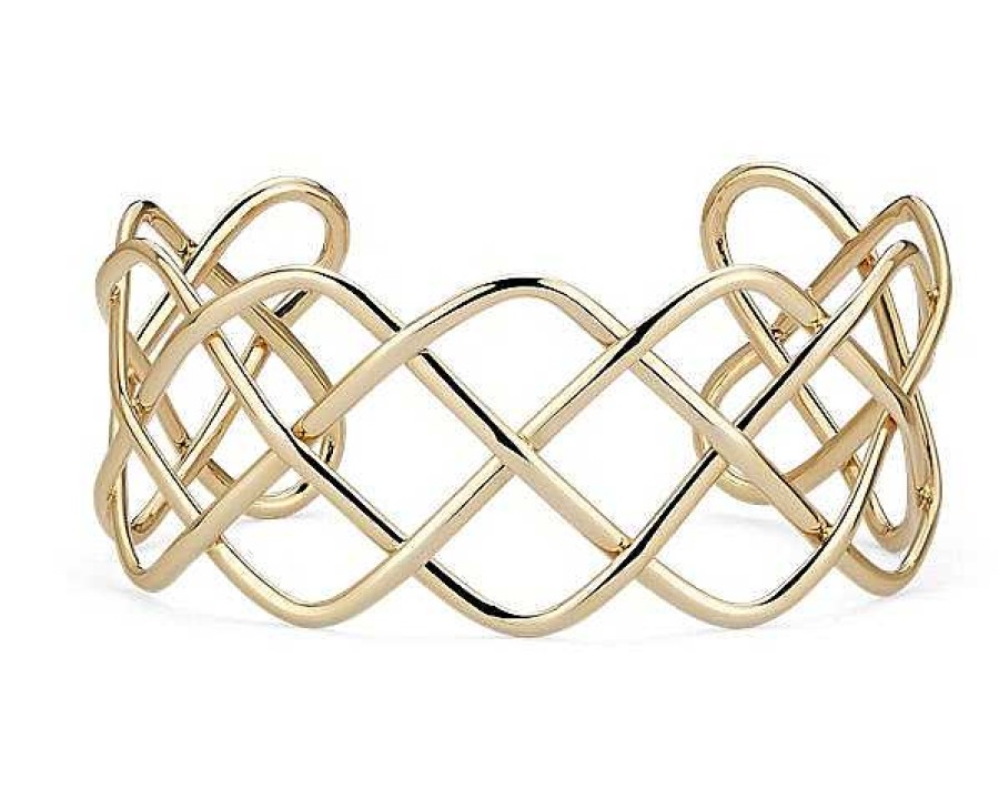 Bracelets | Blue Nile Wide Braided Cuff In 14K Italian Yellow Gold