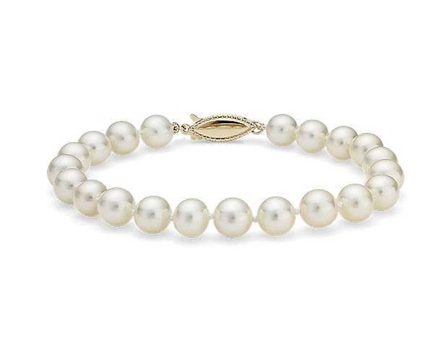 Bracelets | Blue Nile 6.5" Freshwater Cultured Pearl Bracelet In 14K Yellow Gold (7.0-7.5Mm)