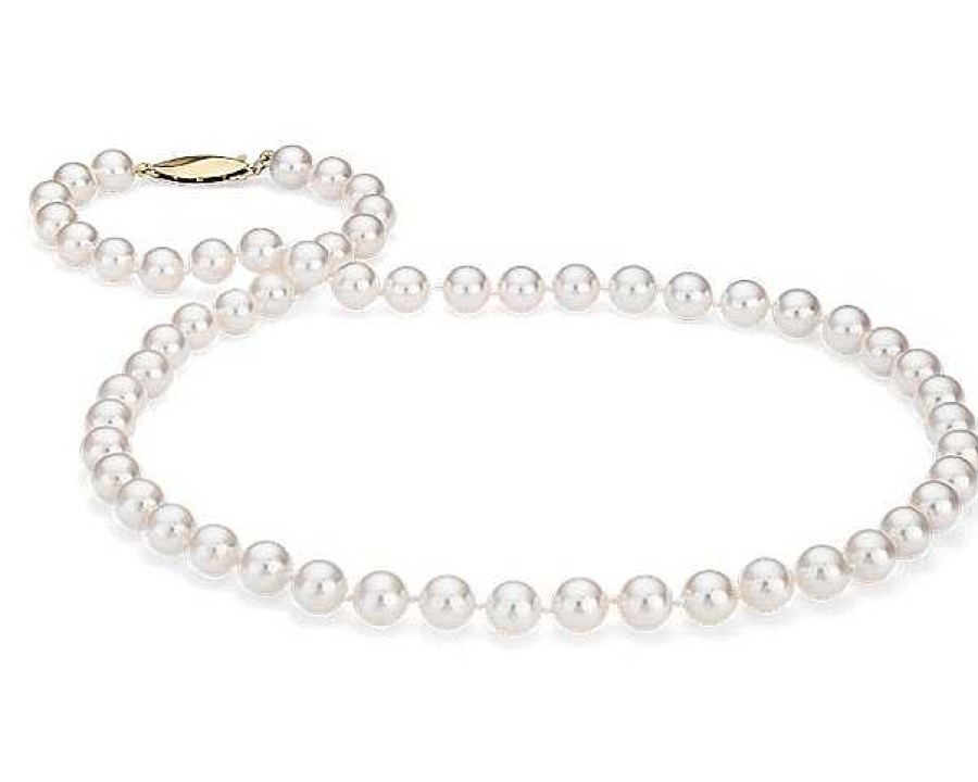 Necklaces | Blue Nile 24" Classic Akoya Cultured Pearl Strand Necklace In 18K Yellow Gold (6.5-7.0Mm)