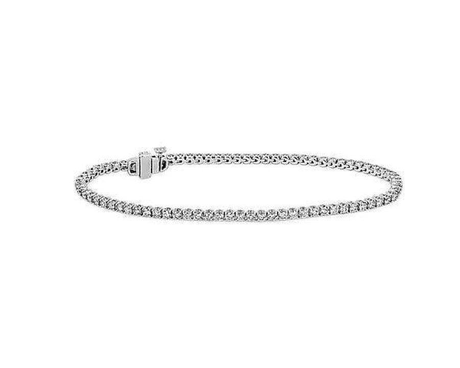 Bracelets | Blue Nile Rollover Diamond Tennis Bracelet In 14K White Gold (3 Ct. Tw.)