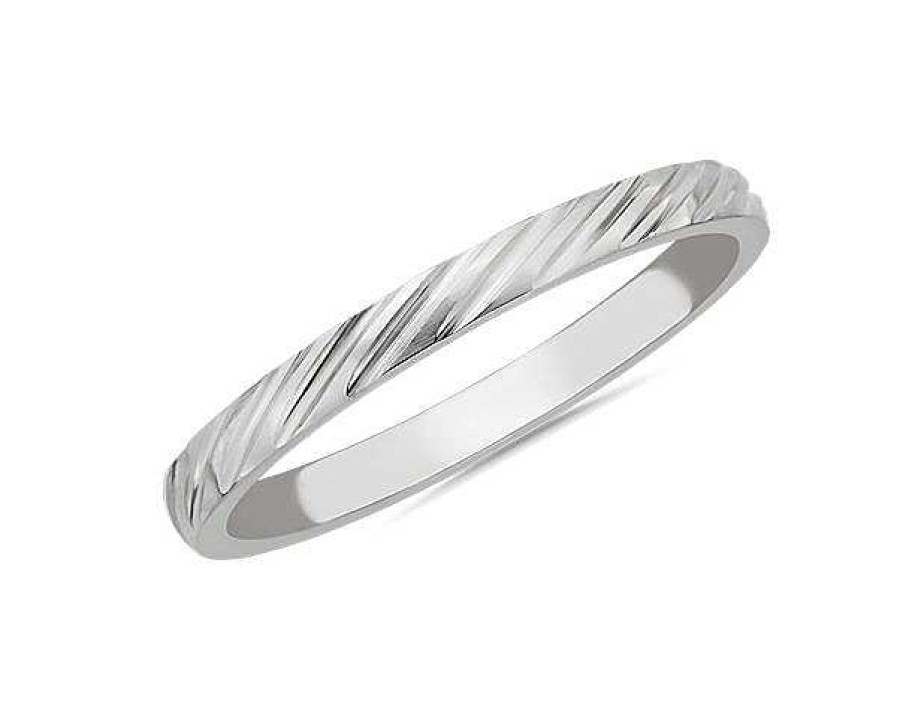 Women'S Rings | Blue Nile Angled Stripe Stackable Ring In 18K White Gold (2Mm)