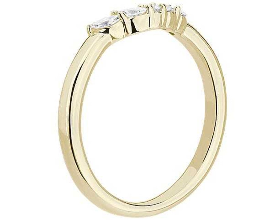 Women'S Rings | Blue Nile Curved Floral Marquise Diamond Ring In 14K Yellow Gold (1/8 Ct. Tw.)