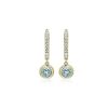 Earrings | Blue Nile Diamond Huggies With Bezel Set Aquamarine Drop Earrings In 14K Yellow Gold