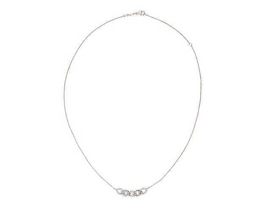 Necklaces | Blue Nile Two-Tone Diamond Link Bar Necklace In 14K White And Rose Gold (1/6 Ct. Tw.)