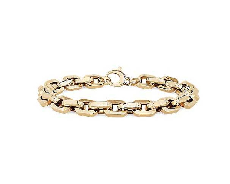 Bracelets | Blue Nile 8.5" Men'S Large Faceted Bracelet In 14K Yellow Gold (8.7 Mm)