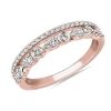 Rings | Blue Nile Alternating Bezel & Prong Set Round Diamond Ring With Pav Accent In 14K Rose Gold (1/3 Ct. Tw.)