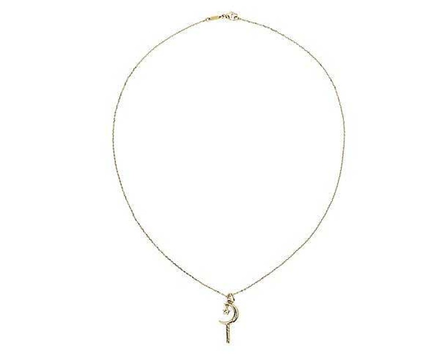 Necklaces | Blue Nile Mini Crescent Moon Key Charm Pendant In 18K Yellow Gold