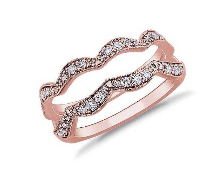 Women'S Rings | Blue Nile Scalloped Milgrain Diamond Ring Insert In 18K Rose Gold (3/8 Ct. Tw.)