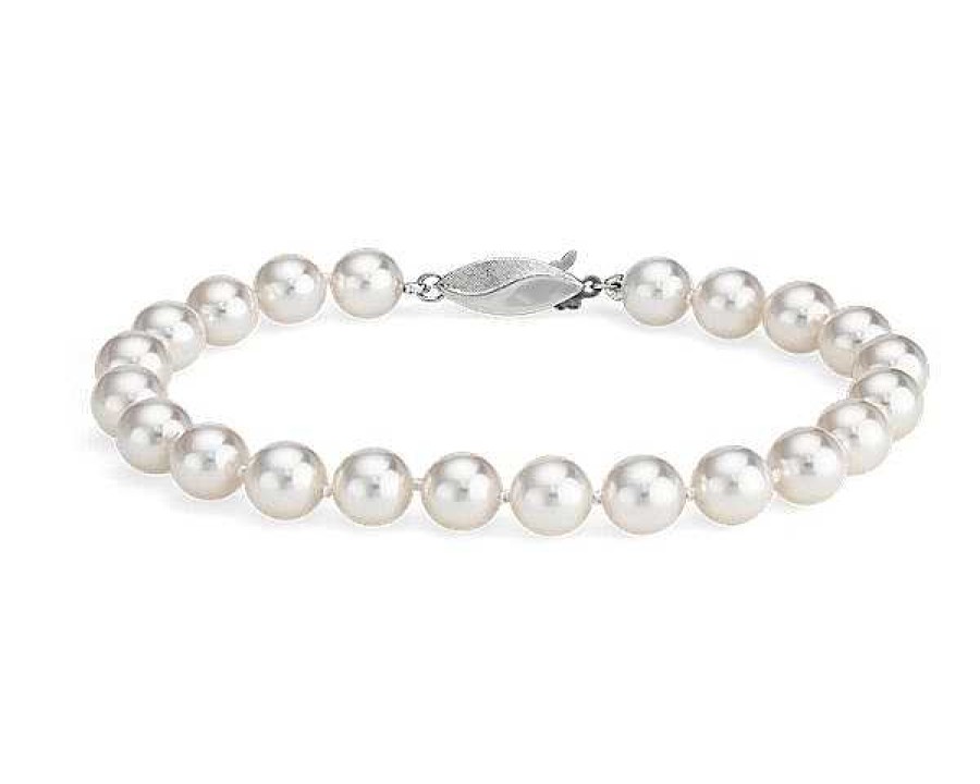 Bracelets | Blue Nile 7" Classic Akoya Cultured Pearl Bracelet In 18K White Gold (7.0-7.5Mm)