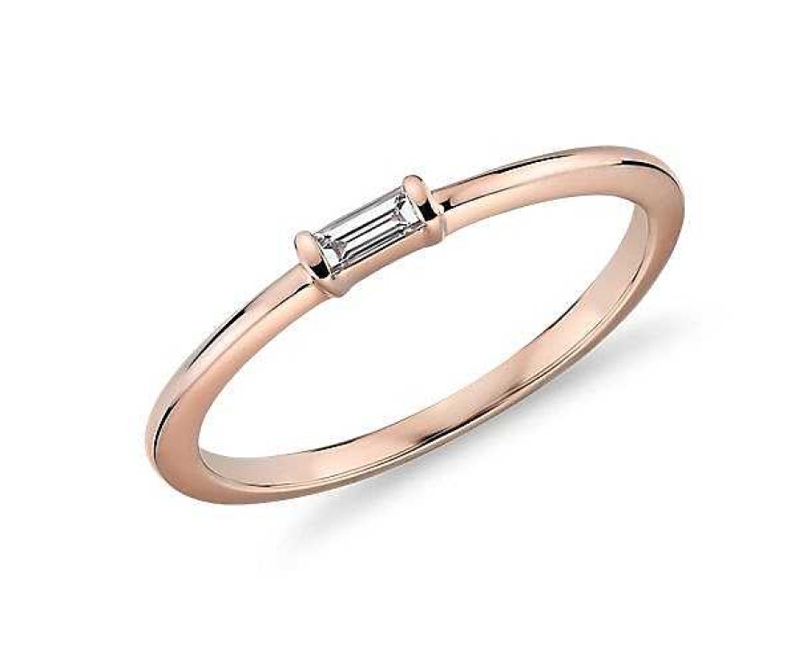 Rings | Blue Nile Mini Baguette-Cut Diamond Fashion Ring In 14K Rose Gold