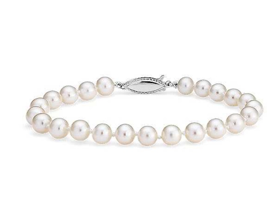 Bracelets | Blue Nile 7.5" Freshwater Cultured Pearl Bracelet In 14K White Gold (6-6.5Mm)