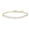 Bracelets | Blue Nile 8" Freshwater Pearl Paperclip Bracelet In 14K Yellow Gold