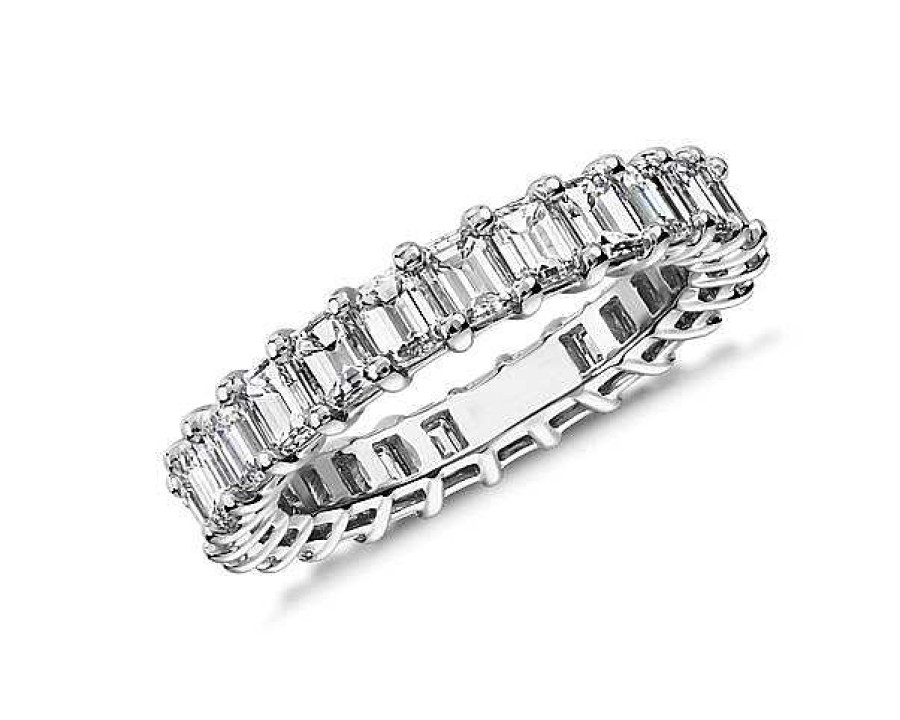 Women'S Rings | Blue Nile Emerald Cut Diamond Eternity Ring In 14K White Gold (3 Ct. Tw.)