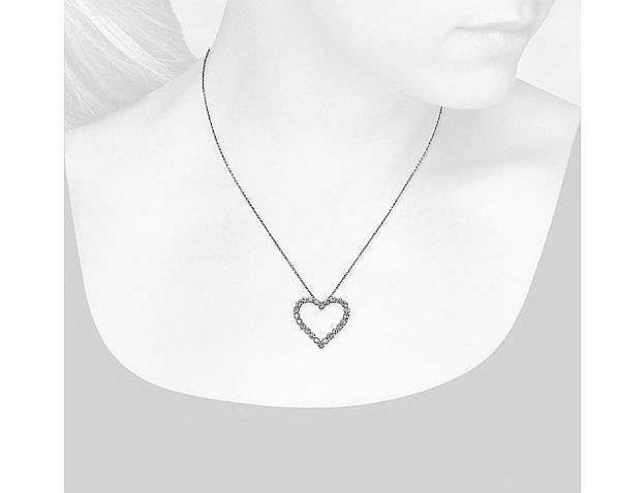 Necklaces | Blue Nile Floating Diamond Heart Pendant In 14K White Gold (1 Ct. Tw.)