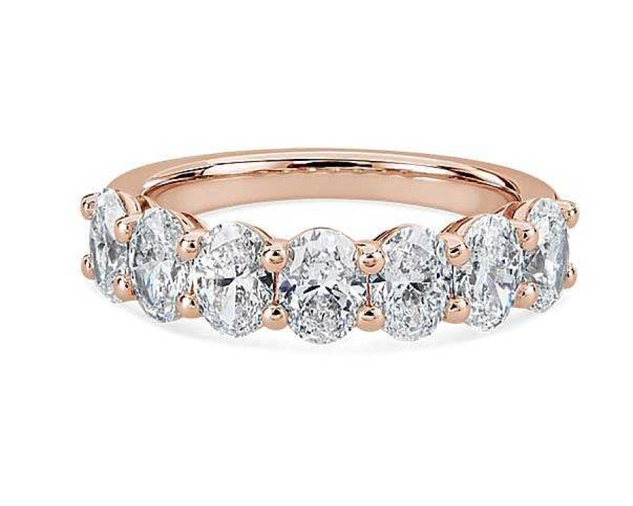 Women'S Rings | Blue Nile Seven Stone Oval Lab Grown Diamond Ring In 14K Rose Gold (2 Ct. Tw.)