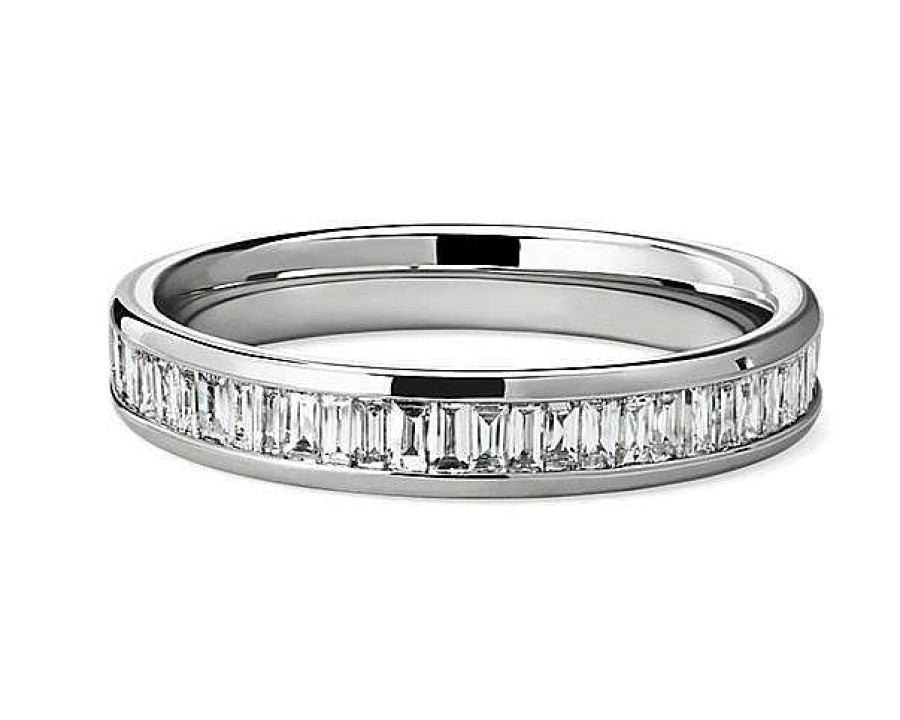 Women'S Rings | Blue Nile Channel Set Baguette-Cut Diamond Ring In 18K White Gold (1/2 Ct. Tw.)